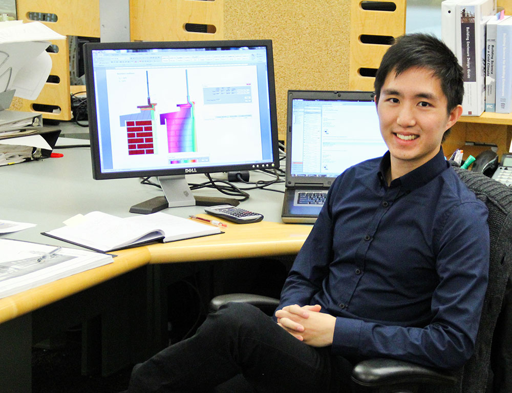 Recent BCIT Master of Engineering graduate, Alden Kung, at work.