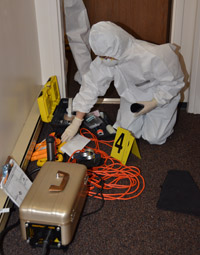 A student at the CSI Academy using some equipment.