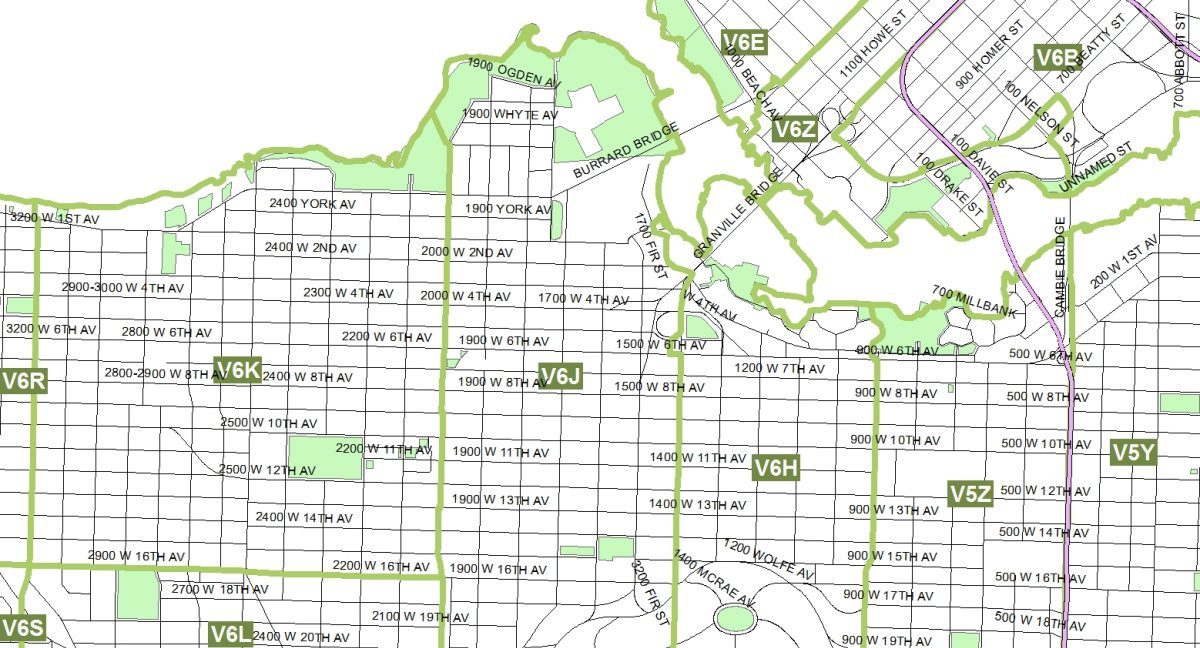 Vancouver Canada Zip Code Map Vector U S Map 9262