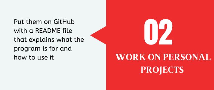 Christian's three tips for prospective students. Number 2: Work on personal projects and put them on GitHub with a README file that explains what the program is for and how to use it.