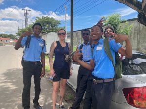 Amanda in Guyana with students. 