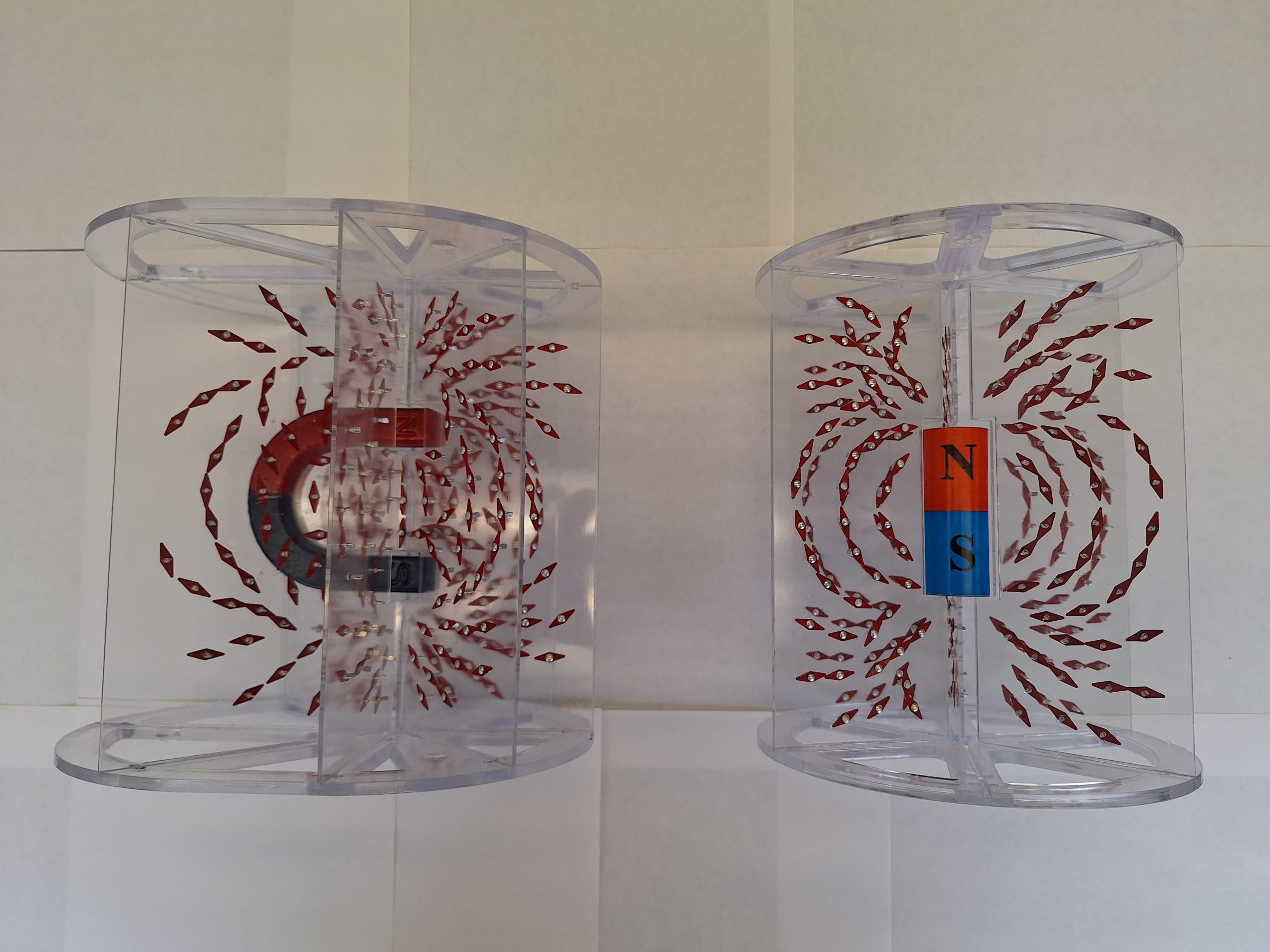 Magnetic Field in Compass Needles with Horseshoe and Bar Magnets. 